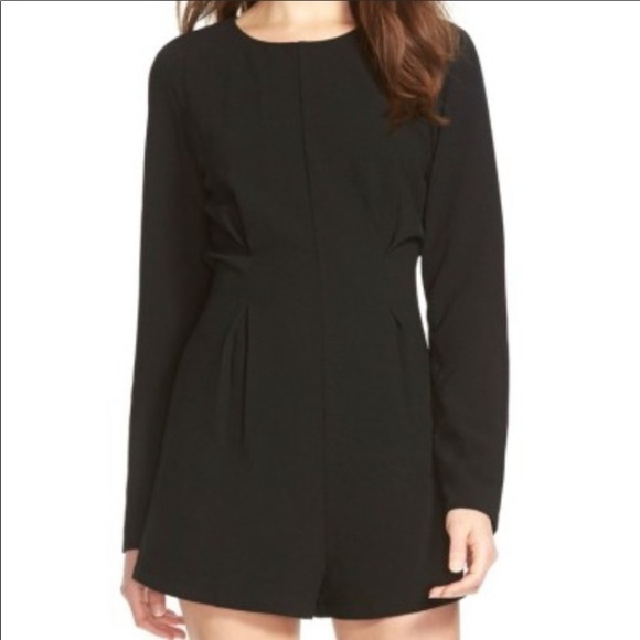 Lucca Couture Long Sleeve Crepe Romper - Black - Picture 1 of 6